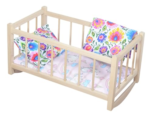 PEEWIT Holzwiege für Puppen mit Matratze Bettwäsche Kinderspielzeug PEEWIT Holzwiege für Puppen mit Matratze Bettwäsche Kinderspielzeug von PEEWIT