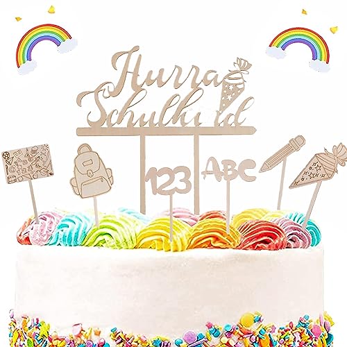 Schulkind Holz Tortendeko,7 Stück Cake Topper Hurra Schulkind,Schulanfang Tortendeko, ABC Zuckertüte 123 Kuchen Deko Personalisiert für Schulkind Schulanfang Party Dekoration Schulkind Holz Tortendeko,7 Stück Cake Topper Hurra Schulkind,Schulanfang Tortendeko, ABC Zuckertüte 123 Kuchen Deko Personalisiert für Schulkind Schulanfang Party Dekoration von PEFOLOC