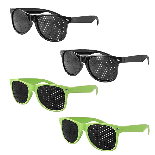 Schwarze Rasterbrille, 4 Stück Rasterbrille Pinhole Glasses, Raster Multidot Brillen, Multi Dot Brille, Gitterbrille mit Faltbaren Bügeln, Augentrainer Lochbrille, Zum Augenentspannungstraining Schwarze Rasterbrille, 4 Stück Rasterbrille Pinhole Glasses, Raster Multidot Brillen, Multi Dot Brille, Gitterbrille mit Faltbaren Bügeln, Augentrainer Lochbrille, Zum Augenentspannungstraining von PEGRAUFC