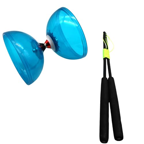 Chinesisches Yoyo Diabolo, mit Dreifach Lagern, Anfänger zum Pro-Juggling-Set-Spielzeug, am besten für Fitness und Tricks (Blau) von PEHHAH