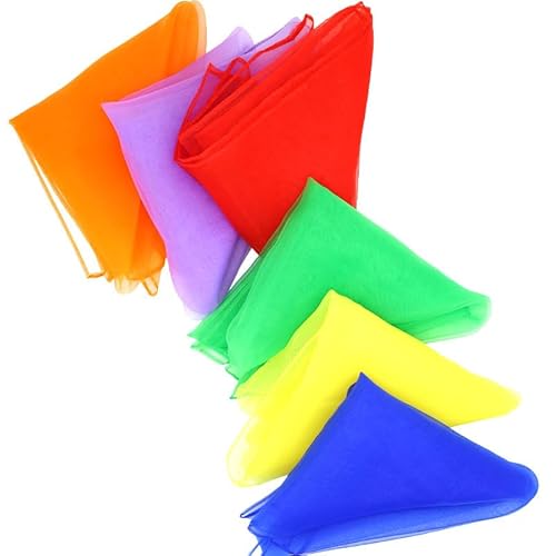 PEHHAH 6 Stück Jonglierschals, quadratischer Tanzschal, magische Bewegung, Schal, Performance-Requisiten, Zubehör, Musik-Bewegung, Schals (70 x 70 cm) von PEHHAH