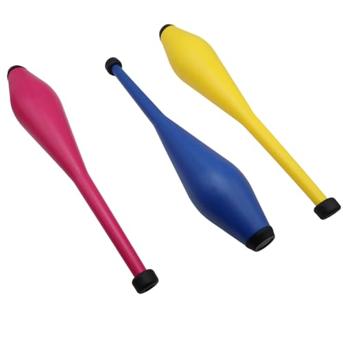 PEHHAH Jonglierclubs, akrobatische PVC-Requisiten, leicht, für Anfänger, akrobatischer Club, tragbar, akrobatischer Leistungsstab, Training (Rosa, Blau, Gelb) von PEHHAH