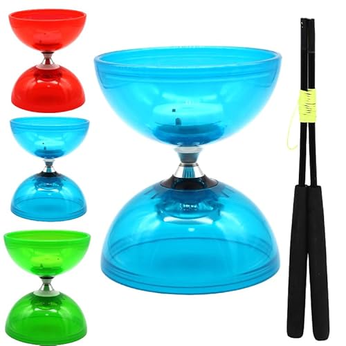 PEHHAH LED Diabolo Chinese Yoyo Set,Triple Bearing Diabolo Chinese Yo-yos Jonglierspielzeug Bunte Leuchtdiabolo mit Diablo Sticks (Blau) von PEHHAH