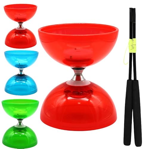 PEHHAH LED Diabolo Chinese Yoyo Set,Triple Bearing Diabolo Chinese Yo-yos Jonglierspielzeug Bunte Leuchtdiabolo mit Diablo Sticks (Rosa) von PEHHAH