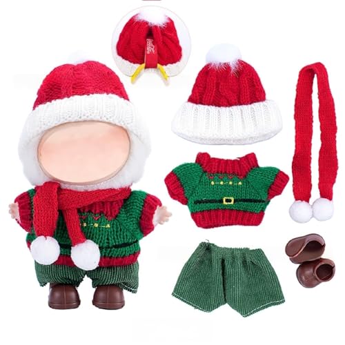Puppen Kleidungs Set für 15 cm/17 cm große Puppen, Outfits im Weihnachtsstil + Accessoires (ohne Puppe), Geschenkidee für Mädchen und Jungen (Stil 1) von PEIHUODAN