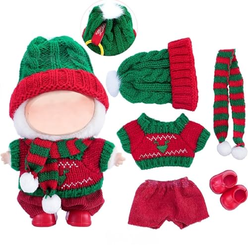 Puppen Kleidungs Set für 15 cm/17 cm große Puppen, Outfits im Weihnachtsstil + Accessoires (ohne Puppe), Geschenkidee für Mädchen und Jungen (Stil 3) von PEIHUODAN