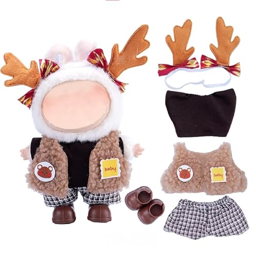 Puppen Kleidungs Set für 15 cm/17 cm große Puppen, Outfits im Weihnachtsstil + Accessoires (ohne Puppe), Geschenkidee für Mädchen und Jungen (Stil 4) von PEIHUODAN