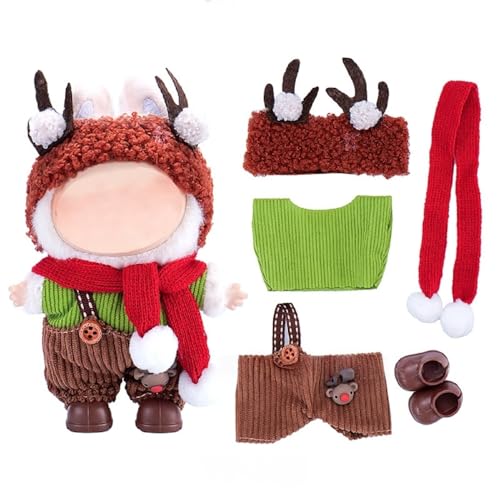 Puppen Kleidungs Set für 15 cm/17 cm große Puppen, Outfits im Weihnachtsstil + Accessoires (ohne Puppe), Geschenkidee für Mädchen und Jungen (Stil 5) von PEIHUODAN