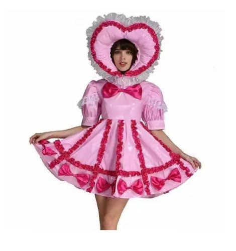 PEIXUEZZHENG Sissy PVC-Kleid mit verschließbarer Schleife, Rosa, Cosplay-Kostüm, Blau, Größe XL PEIXUEZZHENG Sissy PVC-Kleid mit verschließbarer Schleife, Rosa, Cosplay-Kostüm, Blau, Größe XL von PEIXUEZZHENG