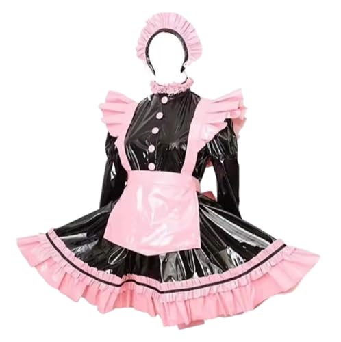 PEIXUEZZHENG Sissy PVC-Kostüm, abschließbar, für Cosplay, Halloween, Party, personalisierbar, Größe 4XL, Schwarz und Rosa PEIXUEZZHENG Sissy PVC-Kostüm, abschließbar, für Cosplay, Halloween, Party, personalisierbar, Größe 4XL, Schwarz und Rosa von PEIXUEZZHENG