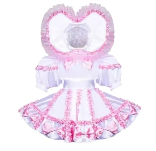 PEIXUEZZHENG Sissy Rosa Satin mit Hut, abschließbares Kleid, Dienstmädchen, Cosplay-Kostüm, maßgeschneidert, Größe 3XL, Rosa PEIXUEZZHENG Sissy Rosa Satin mit Hut, abschließbares Kleid, Dienstmädchen, Cosplay-Kostüm, maßgeschneidert, Größe 3XL, Rosa von PEIXUEZZHENG