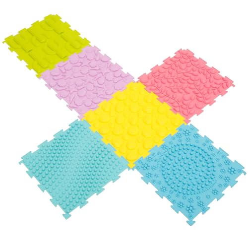 6 Stück Massage Puzzle Sensorische Bodenmatte, Sensorik Matten aus Silikon Puzzlematte Unterlage Kinder Sensorische Spielmatte für Zuhause, Kindergarten, Kindertagesstätte von PEIZHIYC