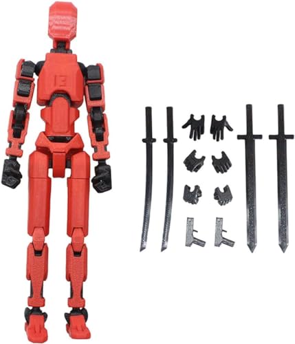 Action Figur 3D Gedruckt Multi-Jointed Beweglicher Roboter Glücklicher 13 Action Figur Modell Lustiges 13 Ganzkörper Aktivität Roboter Gaming Action Figuren Desktop Dekorationen (Red) von PEKJDS