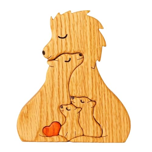 Bärenfamilien-Puzzle aus Holz, personalisiertes Bärenfamilien-Kunstpuzzle aus Holz, Familienherzpuzzle aus Holz, Schaffen Sie eine liebevolle Atmosphäre zu Hause, Geburtstagsgeschenke für Eltern von PEKMAR