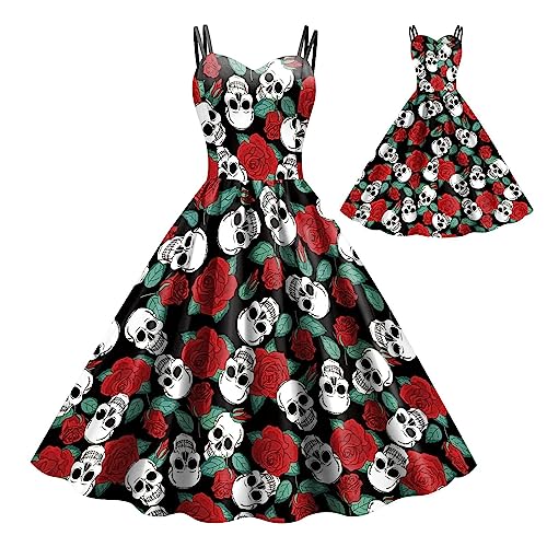 PEKMAR Gothic Damen Kleid,Gothic Cosplay Outfits für Frauen | Weiche Halloween Damen Gothic Sling Kleider für Frauen Mädchen Geschenke von PEKMAR