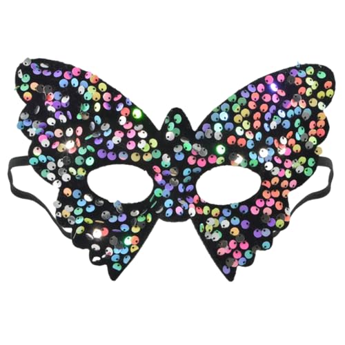 PEKMAR Maskerade Halbgesichtsbedeckung,Schmetterlingsgesichtsbedeckung - Bling Cosplay Pailletten Half Face Dekor Cover - Bühnenshow-Kostüm, halbe Schmetterlingsform, Cosplay-Gesichtsbedeckung von PEKMAR