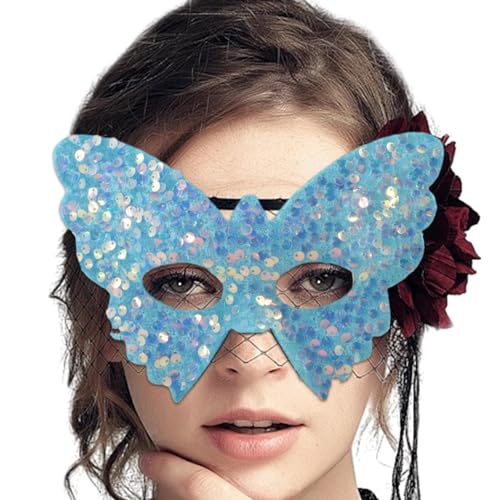 PEKMAR Maskerade-Party-Gesichtsbedeckung,Maskerade-Gesichtsbedeckung - Bling Pailletten Gesichtsdekor-Abdeckung für Frauen | Bühnenshow-Kostüm, halbe Schmetterlingsform, Cosplay-Gesichtsbedeckung von PEKMAR