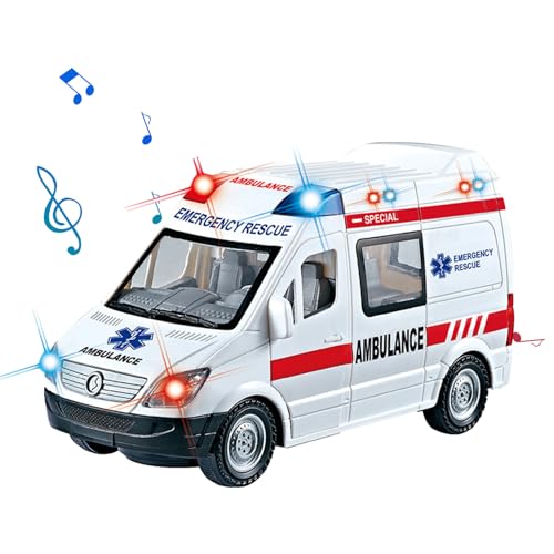 PEKMAR Rettungsfahrzeuge,Rettungsfahrzeuge für Kleinkinder - Lichter und Geräusche ziehen Spielzeugfahrzeug zurück,Lernspielzeug für Kleinkinder im Alter von 3–8 Jahren, Geburtstagsgeschenke von PEKMAR