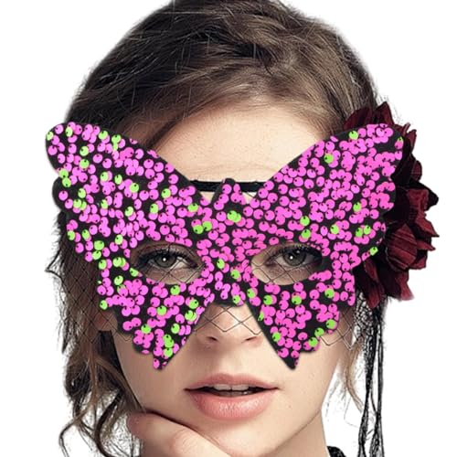 PEKMAR Schmetterlings-Gesichtsbedeckung, Pailletten-Gesichtsbedeckung | Bling Pailletten Design Schmetterling Form Gesicht Dekor Abdeckung für Frauen - Bühnenshow-Kostüm, halbe Schmetterlingsform, von PEKMAR
