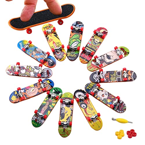 PEKMAR Spielzeug-Skateboard-Finger | Finger-Skateboards für Kinder,12 Stück Mini Skateboard Fingerboards Fingerspielzeug, Geschenke für Kinder Kinder Finger Skater für Teenager Erwachsene Party Favor von PEKMAR