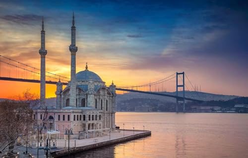 1000 Teile Puzzle Türkei Istanbul Moschee Seebrücke Familie Herausfordernde Spiele Heimdekoration Geschenke von PEKNUX