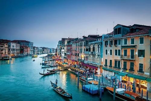 1000 Teile Romantisches Europäisches Venedig Canal Grande Italien Venezianische Wasserstraße Dämmerungslandschaft Familienunterhaltung Holzpuzzles Als Geschenk von PEKNUX