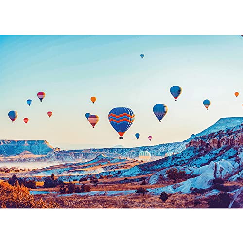 Puzzle Für Erwachsene 1000 Teile Schneebedeckter Berg Heißluftballon Familie Herausfordernde Spiele Heimdekoration Geschenke von PEKNUX