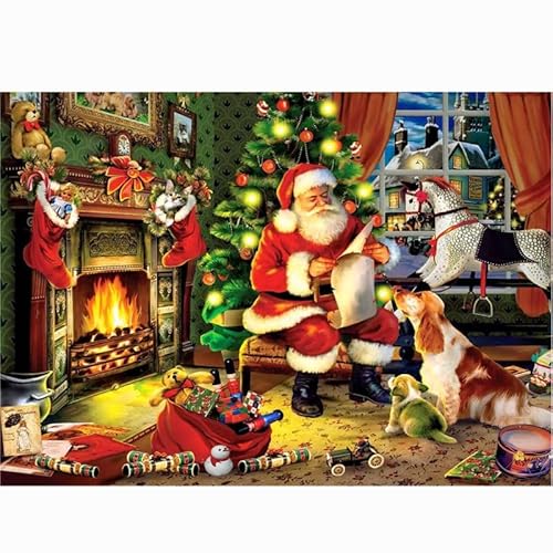 Puzzle Für Erwachsene 1000 Teile Weihnachten Weihnachtsmann Familie Herausfordernde Spiele Heimdekoration Geschenke von PEKNUX