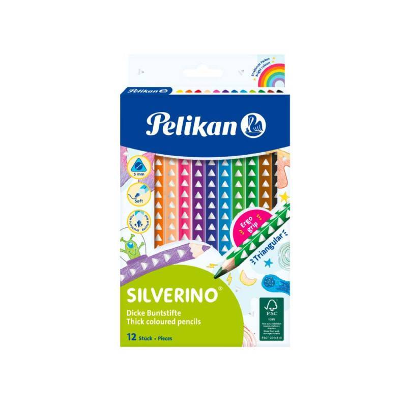 PELIKAN Buntstifte SILVERINO, Sets 12er Set, Stiftform dreikant dick von PELIKAN