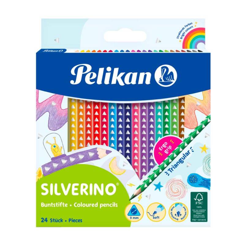PELIKAN Buntstifte SILVERINO, Sets 24er Set, Stiftform dreikant dünn PELIKAN Buntstifte SILVERINO, Sets 24er Set, Stiftform dreikant dünn von PELIKAN