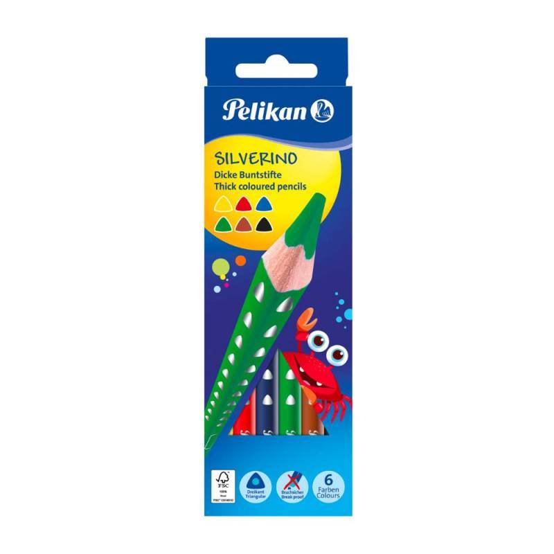 PELIKAN Buntstifte SILVERINO, Sets 6er Set, Stiftform dreikant dick von PELIKAN
