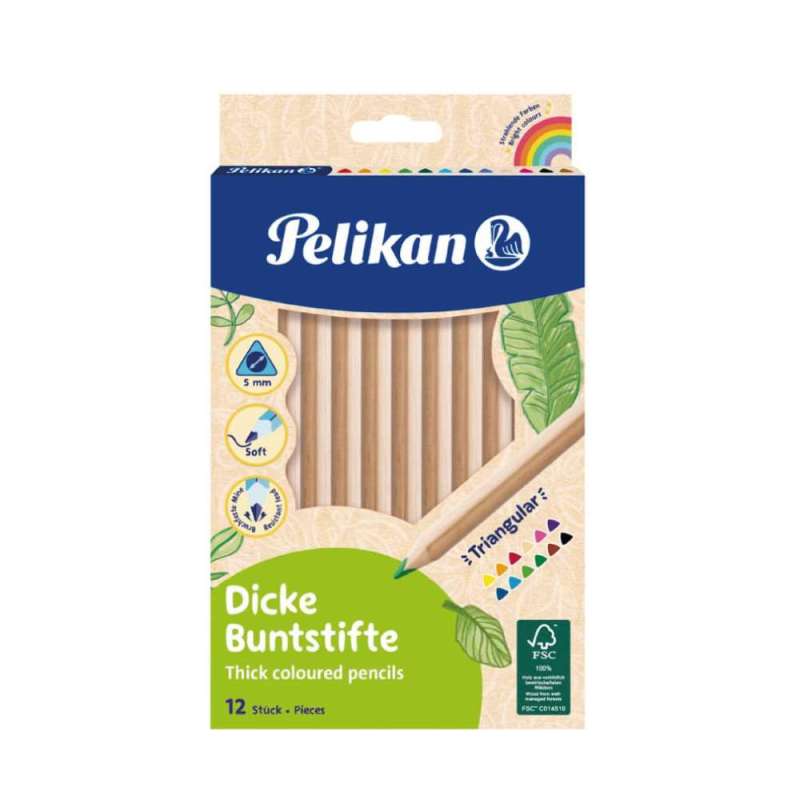 PELIKAN Buntstifte Sets, Sets 12er Set, Stiftform dreikant dick, Pelikan Modell Natur PELIKAN Buntstifte Sets, Sets 12er Set, Stiftform dreikant dick, Pelikan Modell Natur von PELIKAN