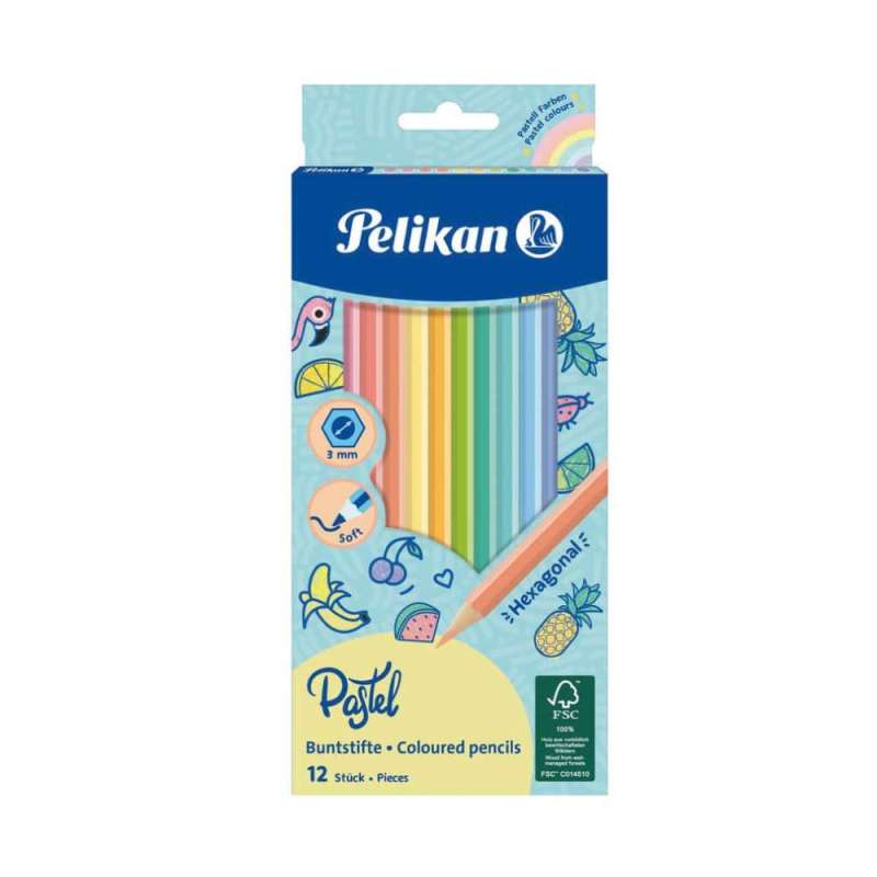 PELIKAN Buntstifte Sets, Sets 12er Set, Stiftform sechskant dünn, Pelikan Modell Pastell PELIKAN Buntstifte Sets, Sets 12er Set, Stiftform sechskant dünn, Pelikan Modell Pastell von PELIKAN
