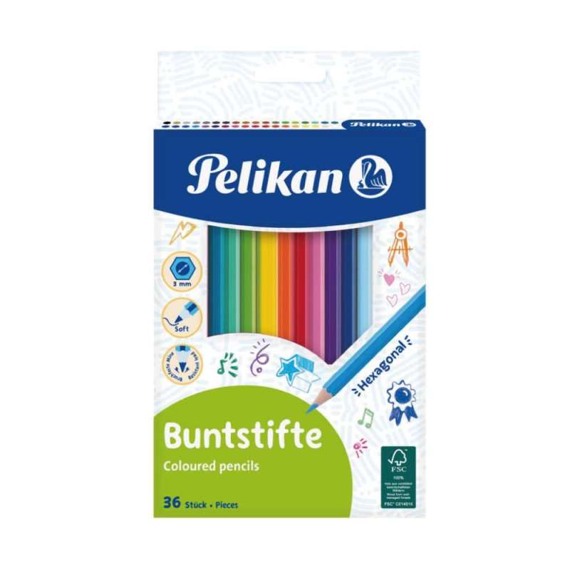 PELIKAN Buntstifte Sets, Sets 36er Set, Stiftform sechskant dünn, Pelikan Modell Basic PELIKAN Buntstifte Sets, Sets 36er Set, Stiftform sechskant dünn, Pelikan Modell Basic von PELIKAN