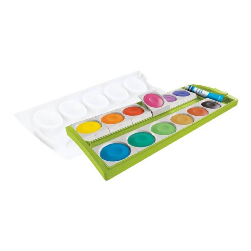 PELIKAN Farbkasten 735 + 1 Tube Deckweiß, PELIKAN Farbkästen 12 Farben, grün von PELIKAN