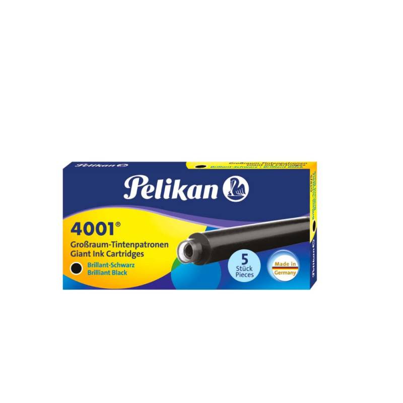 PELIKAN Großraum Füllerpatronen Tintenpatronen - GTP/5 Tinte 4001 - 5-Stück, Farbe brillantschwarz von PELIKAN