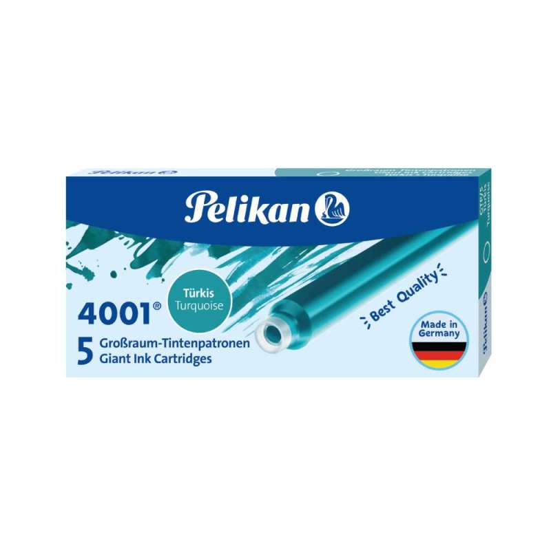 PELIKAN Großraum Füllerpatronen Tintenpatronen - GTP/5 Tinte 4001 - 5-Stück, Farbe türkis von PELIKAN