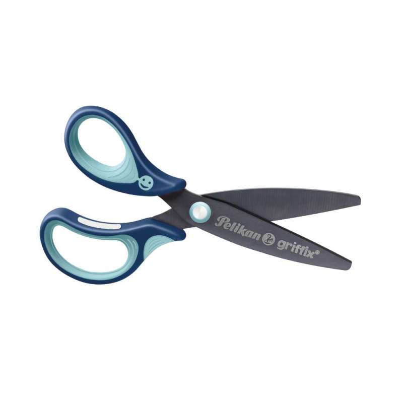PELIKAN Schulschere griffix®, Länge (cm) 14 cm, Händigkeit linkshändig, Spitze abgerundet, Farbe blau von PELIKAN