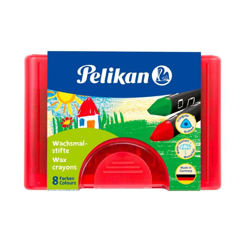 PELIKAN Wachsmalstifte 8er Set - dreieckig wasserfest von PELIKAN