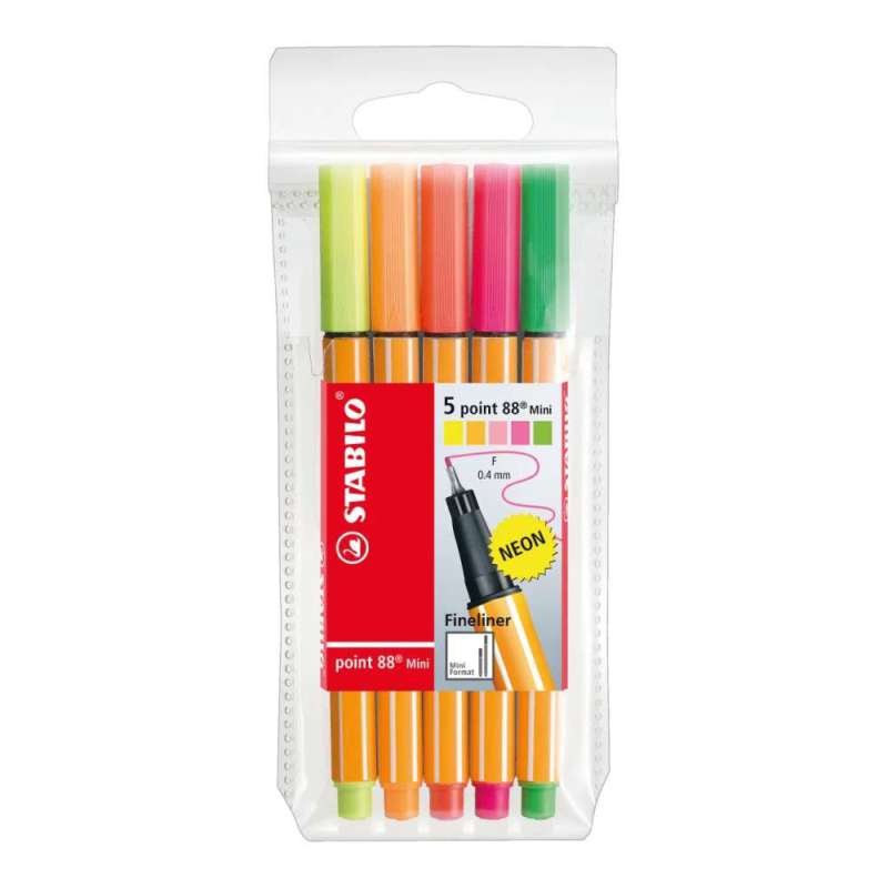 STABILO Fineliner point 88 Neon, Sets 5er Set Mini von PELIKAN