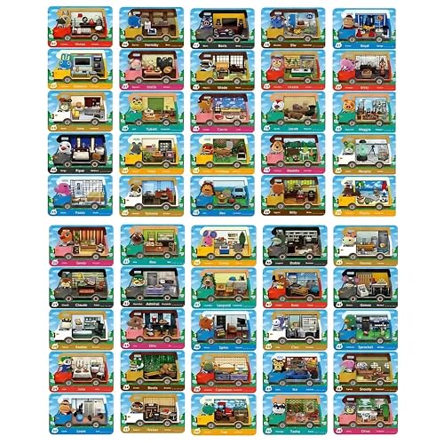 PEMY Animal Crossing New Horizons NFC-Karten – 50 Dorfbewohner (#1-50) – kompatibel mit Switch/Switch Lite/Switch 2/New 3DS / Wii U – mit Aufbewahrungsbox von PEMY