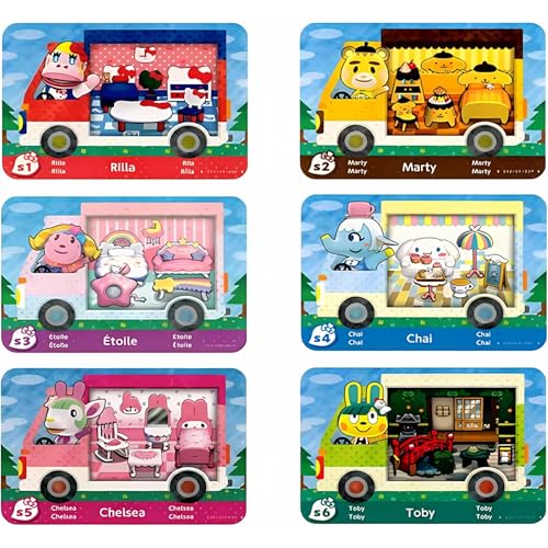 PEMY Mini-NFC-Karten, kompatibel mit Animal Crossing New Horizons, kompatibel mit Nintendo Switch, New 3DS, Wii U - Sanrio #S1-#S6, seltene Dorfbewohner mit Aufbewahrungsbox, 6 Stück von PEMY