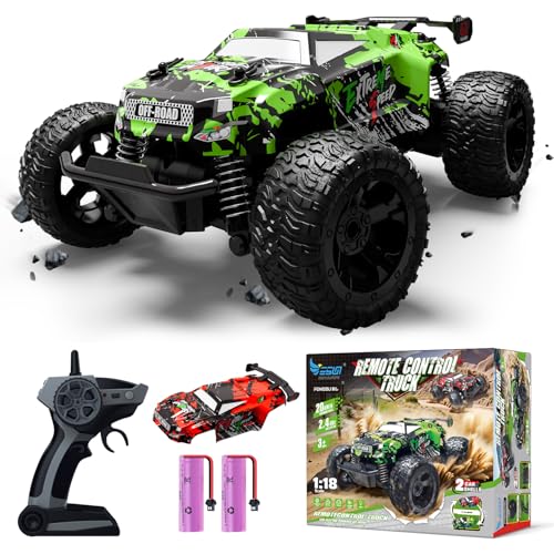 Ferngesteuerter Monstertruck Ferngesteuert, 1:18 Ferngesteuertes Auto ab 3 4 6 8 Jahre Mit Karosserielicht/Doppelschale, RC Auto Ferngesteuert ab 3 4 6 8 Jahre Kinder Geschenke für Jungen und Mädchen von PENGBU RC