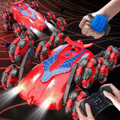 Ferngesteuertes Auto ab 8 Jahre, 2,4 GHz RC Spider Auto mit Handsteuerung, 8WD Auto mit Fernbedienung, RC Stunt Drift Car mit LED Licht und Spray, Spider Spielzeug ab 4 5 6 7 8 9 10 Jahre Jungen Man von PENGBU RC