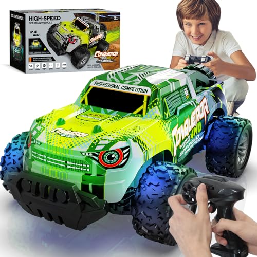 Ferngesteuertes Auto ab 3 Jahre, 2,4GHz Monstertruck Ferngesteuert, 1/18 RC Auto mit Fernbedienung ab 4 5 6 8 Jahre, Auto Ferngesteuert Kinder mit Lichtern (2 AKKU) von PENGBU RC