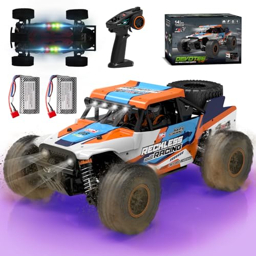 Ferngesteuertes Auto ab 10 Jahre, 32KM/H RC Auto Offroad mit 7 Farben Lichtern, 1/18 RC Monstertruck mit Ersatzreifen, 2.4GHz Monstertruck Ferngesteuert für Kinder Erwachsene, 4WD RTR All Terrain von PENGBU RC