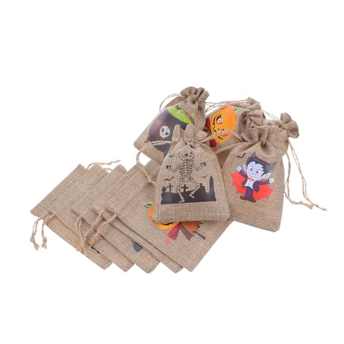 PENIKOKO 10 Stück Halloween Geschenktüten aus Robustem Jutesack mit Kordelzug Bedruckt mit Kürbis Vampir Co Vielseitige Süßigkeitenbeutel für Party Snacks und Geschenkverpackung PENIKOKO 10 Stück Halloween Geschenktüten aus Robustem Jutesack mit Kordelzug Bedruckt mit Kürbis Vampir Co Vielseitige Süßigkeitenbeutel für Party Snacks und Geschenkverpackung von PENIKOKO