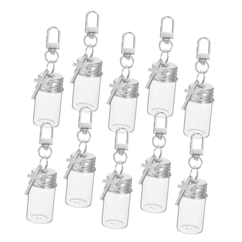 PENIKOKO 10 Stück Mini Glasflaschen Schlüsselanhänger Klare Wunschflaschen mit Metallverschluss und Kreuzanhänger für DIY Basteln Hochzeitsdeko und Geschenke PENIKOKO 10 Stück Mini Glasflaschen Schlüsselanhänger Klare Wunschflaschen mit Metallverschluss und Kreuzanhänger für DIY Basteln Hochzeitsdeko und Geschenke von PENIKOKO