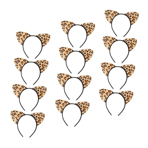 PENIKOKO 12 Stück Teiliges Leoparden katzenohren Haarband Plüsch Kostüm Haarreif mit Tiermuster Party Festival Haaraccessoire für Cosplay und Festliche Anlässe von PENIKOKO