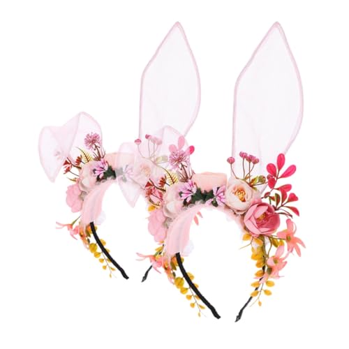 PENIKOKO 2 Stück Beflocktes Blumen hasenohren haarband Bezaubernder Kopfschmuck mit Magischem Design Komfortabel Sitzend für Halloween Geburtstag Osterfeier und Cosplay von PENIKOKO